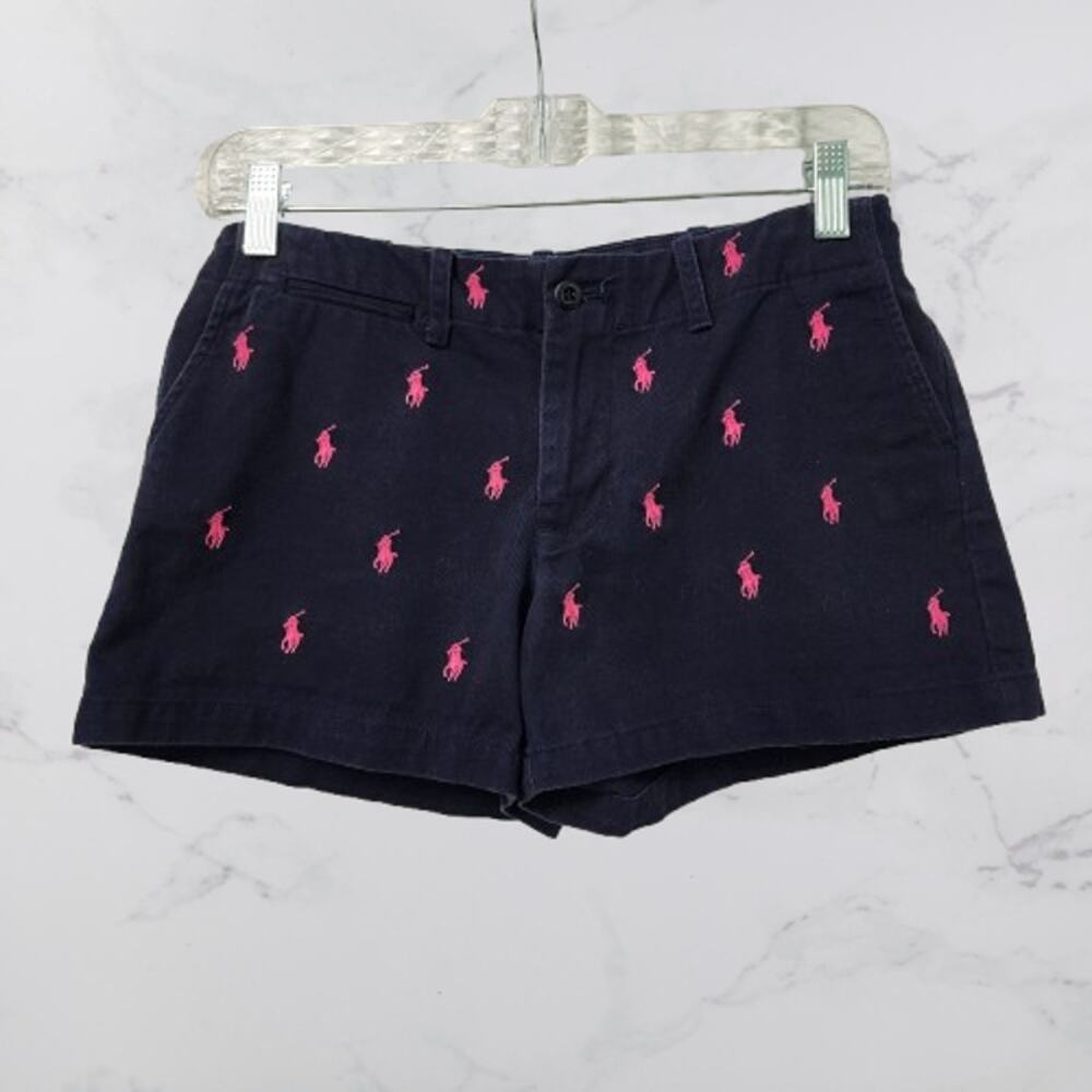 Ralph Lauren Sport Navy Blue Multi-Pony Shorts/Pink Size 2